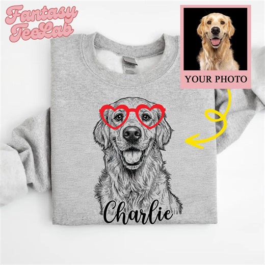 Custom Pet Valentine's Day Shirt, Custom Pet Portrait Sweatshirt, Personalized Valentine Gift for Pet Lover, Custom Dog Cat Graphic Tee - Etsy