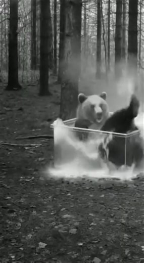 クマが熱湯風呂に入った瞬間…！ #animalshorts #衝撃映像 #監視カメラ #自然の記録 #野生動物
