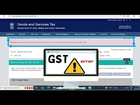 GST RETURN ERROR ! Summary for filling is not generated or is not available at this time #gst