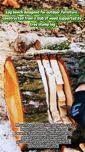 Log bench designed for outdoor furniture constructed from a slab of wood supported by tree stump leg