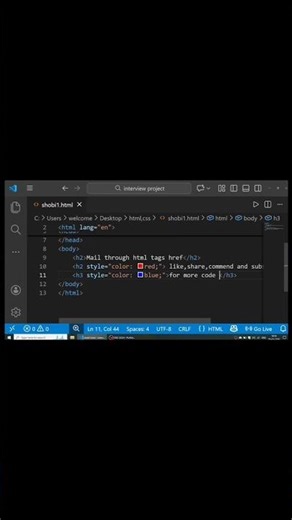 Mail using HTML ⁉️|#coding #frontendcourse #webdesign #html #attribute #style #programming #shorts