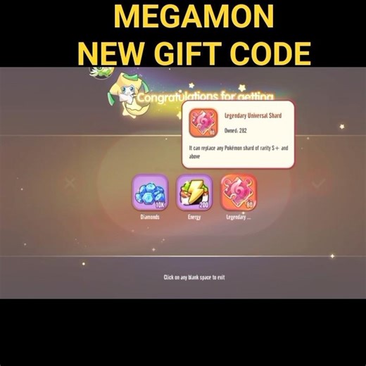 10K Free Diamond Gift Code in Megamon! #shorts #pokemon #megamon