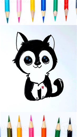 How to Draw a cute Husky Puppy easy #shorts #trending #cute #pappy #drawing #easy #like #art