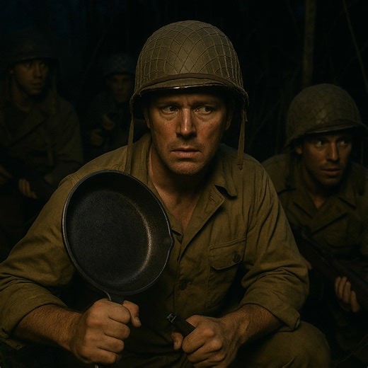 “The Night a Humble Cook Became a Legend: The Forgotten True Story of How One Unarmed Army Cook Turned Kitchen Utensils Into Weapons, Outsmarted a Japanese Night Raid, and Saved an Entire Outpost When Everyone Else Thought the Battle Was Already Lost” The moon was gone that night—swallowed by heavy clouds that rolled in from the sea like a slow, dark tide. Private Samuel “Sam” Reeves was the only man awake at the small jungle outpost when he heard the first sound: a twig snapping somewhere out i
