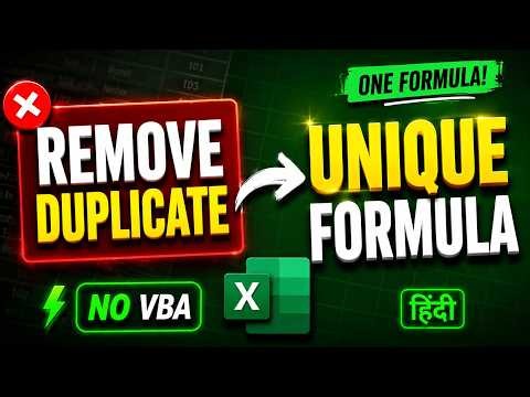 Auto remove DUPLICATES ?? **Unique formula** with Hindi Excel Tutorial | MicroXL