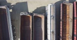 Aerial View of Industrial Freight Trains