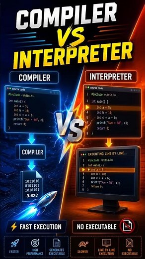 Compiler vs interpreter 🖥️ #education #cprogramming