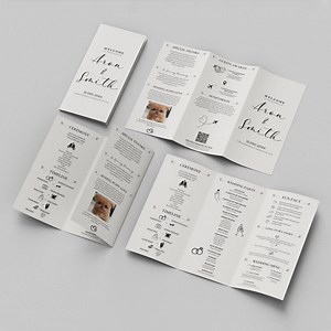 Trifold Wedding Program, Printable Wedding Trifold Details Card, Infographic Wedding Program, Editable Wedding Itinerary, Canva Template