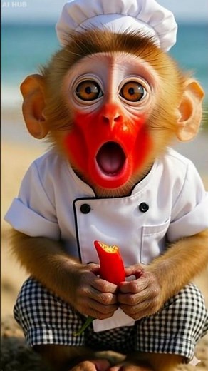 Cute Baby Monkey Eating chilli | 🌶️Adorable Animal Video