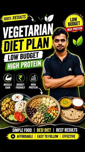 High Protein Vegetarian Diet Plan 💪🔥 | Low Budget Muscle Gain Meals #vegetarian
