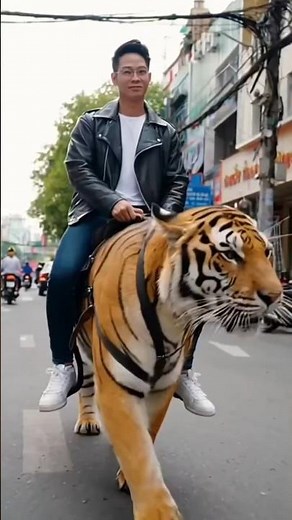 Man Riding a Tiger Through the City Streets?! (Unbelievable Real-Life Footage)