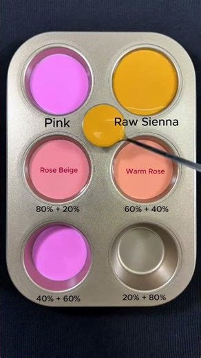 Relax with two beautiful colors: Pink + Raw Sienna #asmr #mix #colormixing #acrylic #pink #yellow