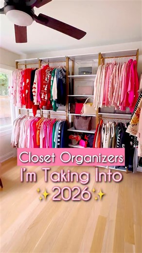 Courtney Broadhead 🎀 SIMPLE EFFICIENT HACKS TIPS & TRICKS on Instagram: "Comment CLOSET26 and I’ll send you the full list of closet organizers. Closet Organizers I’m Taking Into 2026 New Years, Post‑holiday reset mode activated. These Amazon closet organizers are the ones that actually helped me cut the clutter, create space, and make my closet feel calm again. If your closet feels chaotic after Christmas… these are the systems that truly make a difference."