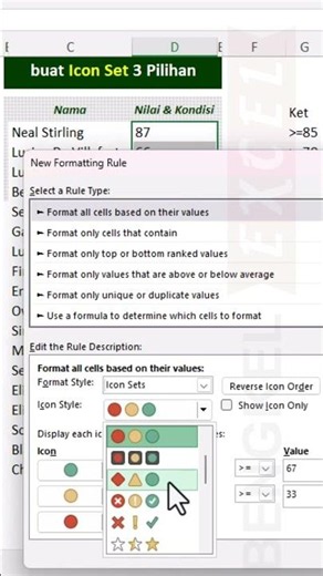 How to create a 3-choice icon set in Excel #shorts #shortvideo #excel
