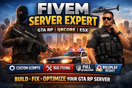 Configurer votre serveur fivem, qbcore ou esx, corriger les bugs et ajouter des scripts personnalisés
