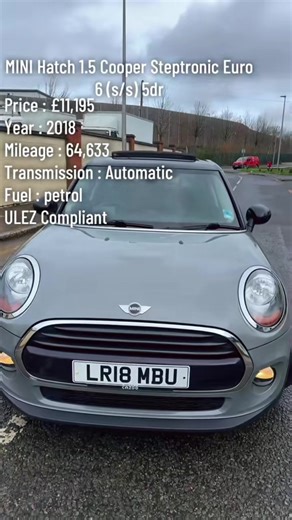 Description MINI Hatch 1.5 Cooper Steptronic Euro 6 (s/s) 5dr Reg: LR18MBU | Year: 2018 (18) | Mileage: 64,633 miles | Fuel: Petrol | Transmission: Automatic | Colour: Grey | Owners: 1 | ULEZ Compliant ✅ A stunning 1-owner MINI Cooper Automatic finished in sleek grey, combining iconic MINI styling with premium features and everyday practicality. This 5-door model offers sporty performance, comfort, and great fuel efficiency — perfect for both city and motorway driving. Powered by the punchy yet 