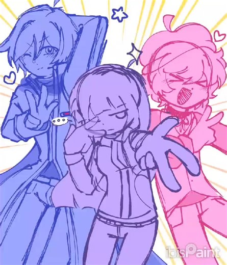 Best friends💜💙🩷~✨#vocaloid #ocs #ibispaintx #kaitovocaloid #drawings