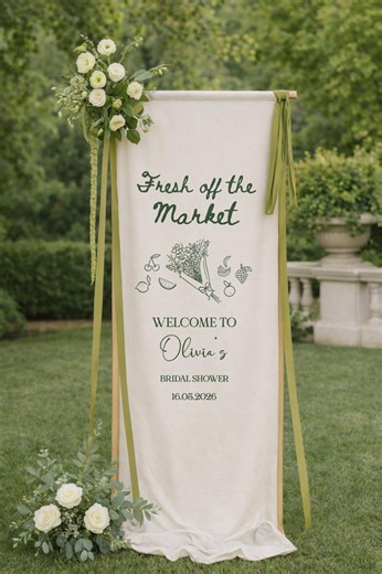 Bridal Shower Banner Personalized, Fresh off Market Theme Sign, Rustic Wedding Welcome Sign, Linen Farm Bridal Shower Decor Outdoor Party - Etsy