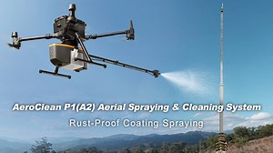 The AeroClean P1(A2) Precision Aerial Spraying & Cleaning System is transforming substation maintenance. Engineered for seamless integration with DJI Matrice 300 RTK and Matrice 350 RTK drones, it’s the ideal solution for applying rust-proof coatings to lightning rods and more. Key Features: Modular Design: Quick deployment in just one minute. User-Friendly Operation: Effortlessly controlled by a single operator with DJI system compatibility. Laser Distance Measurement: Maintains safety and ensu