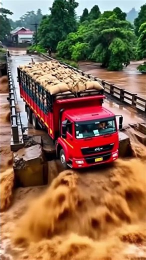 massive highway bridge collapse caused by catastrophic flooding