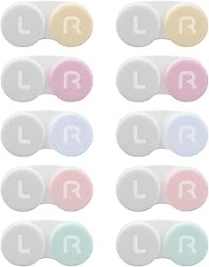 10 Pack Contact Lens Case Box, Mini Transparent Contact Cases Bulk in 5 colors, Colorful Bulk Box Holder Container Cute Contact Lenses Case Leak-proof, Eye Contact Case for Home and Travel