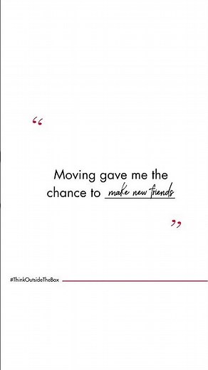 Moving means a fresh start