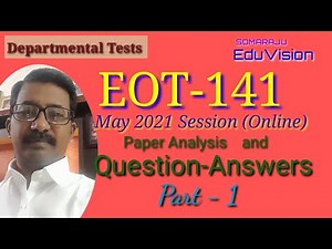 TS Departmental Test EOT-141 May 2021 session Question-Answers and Paper analysis | Part -1.