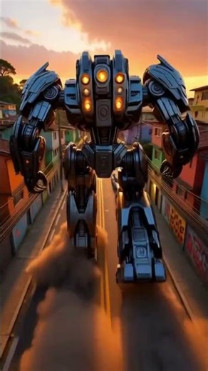 Giant Iron Robots Storm a Rio Favela! Futuristic Mechs Smash Through Barricades 🤖🔥