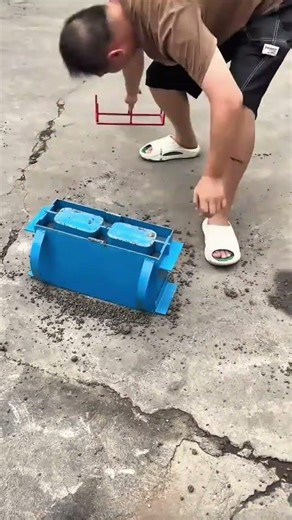 Molding Concrete Blocks Manually Using Portable Metal Mold for Home Construction