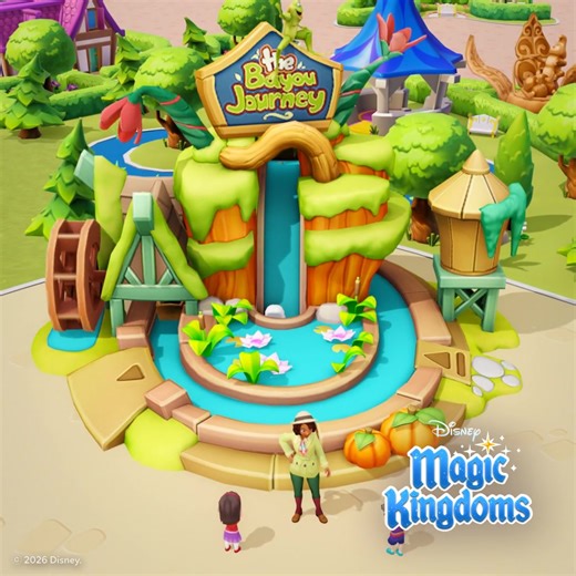 Invite visitors to embark on a scenic ride aboard The Bayou Journey! 🐸🌿 This whimsical water attraction drifts through a lush bayou of floating lily pads, cozy boats, and irresistible charm. With winding waterways and a playful drop, it’s the perfect adventure for anyone ready to go down the bayou in your Kingdom. 💚🚤 | Disney Magic Kingdoms