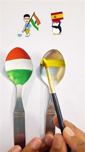 India 🇮🇳 Spain 🇪🇸 flag painting |Country Flags Drawing #shorts #youtubeshorts