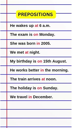 Essential Prepositions with Examples | Master Everyday Sentences Fast!#grammar #preposition