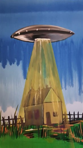 alien invasion #artshorts #acrylicscenery #acrylicpainting #artist