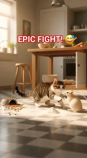 Cat vs. Rat: Epic Fight in the Kitchen! (Intense Animal Battle)