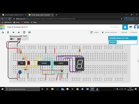 Contador de 0 a 9 y de 0 a 99 con el circuito integrado 555 (tinkercad).