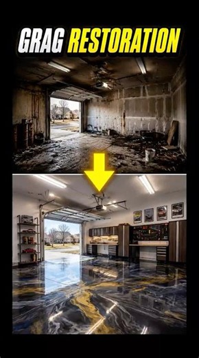 Garage Floor Restoration 😱 From Cracked Concrete to Luxury Epoxy Floor! ✨| #shorts