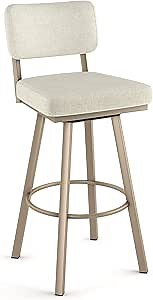Amisco Alek 26 in. Swivel Counter Stool - Light Grey-Beige PVC/Gold Metal