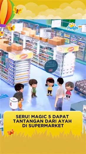 MENTARI TV INDONESIA on Instagram: "Belanja jadi makin seru! Magic 5 dapat tantangan spesial dari Ayah di supermarket! Mereka bisa nggak yaa menyelesaikan tantangannya?💪😄 Jangan lupa saksikan Magic 5 The Animation Pukul 18:30 WIB hanya di MentariTV😉 #MentariTV #Magic5TheAnimation #MentariTVSahabatAnakIndonesia"