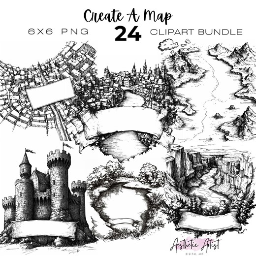 Map Creator Clipart, RPG Map, Pen and Ink Map Clipart, Create A Map, Fantasy Map Clipart - Etsy Canada