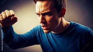 Man expressing anger and frustration with clenched fist