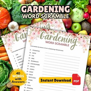 GARDENING Word Scramble With Answers | Printable Family Friends Party Quiz Game - Etsy