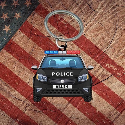 Police Car Keychain, Custom Name Flat Acrylic Keychain for Police Officers - Etsy
