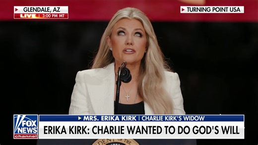 ERIKA KIRK delivers emotional address at her late husband Charlie Kirk's memorial: "He blinked and saw his Savior in paradise." | Fox News