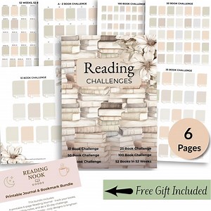 Printable Reading Challenge Bundle: Book Tracker, A to Z Journal (PDF) - Etsy