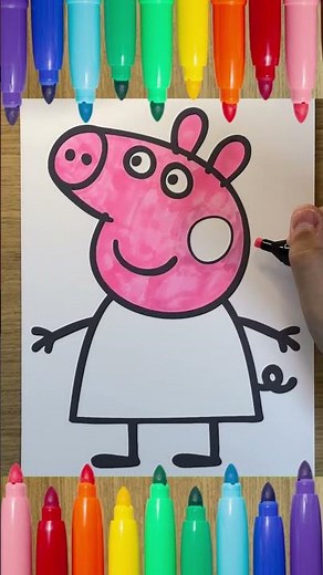 How to Draw and Color Peppa Pig - Tutorial for Children - Drawing Peppa Pig