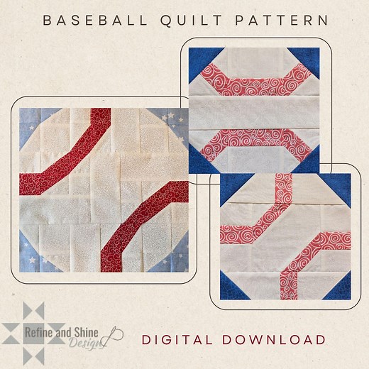 Baseball Quilt Block PDF Pattern - Etsy