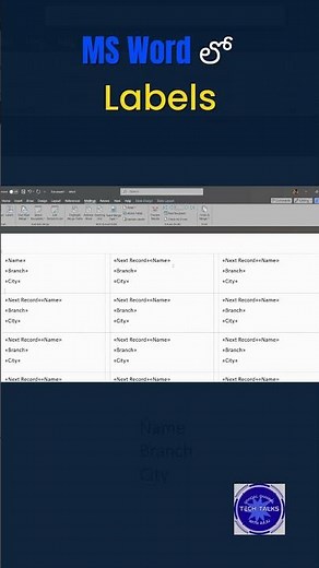 MS Word లో How to use Labels | 1 Minute Shortcut Trick Part 2 | Tech Talks With Raju