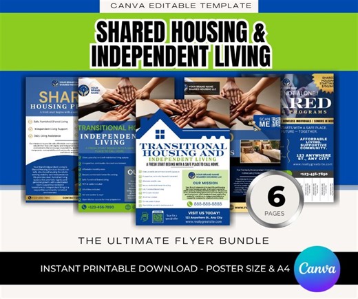 Shared Housing Independent Living Printable Flyer Bundle | Transitional Housing Canva Templates | Reentry, Seniors Supportive Living - Etsy
