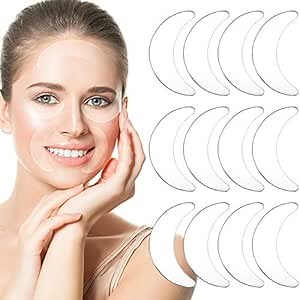 Syhood 12 Pieces Silicone Eye Wrinkle Pads Anti Aging Silicone Pads Reusable Reduce Skin Wrinkles Under Eye Patches Cleavage for Mouth and Eyes(Transparent)