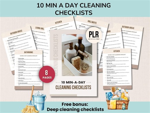 Daily Cleaning Checklist Bundle, Canva Editable Cleaning Planner, PLR Cleaning Checklist, Deep Cleaning List, Printable Home Cleaning System - Etsy